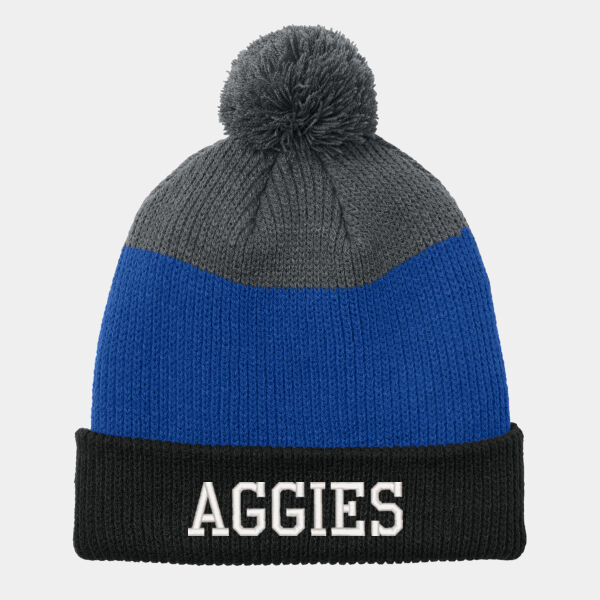 Aggies Block - Cozy Striped Pom Beanie Thumbnail